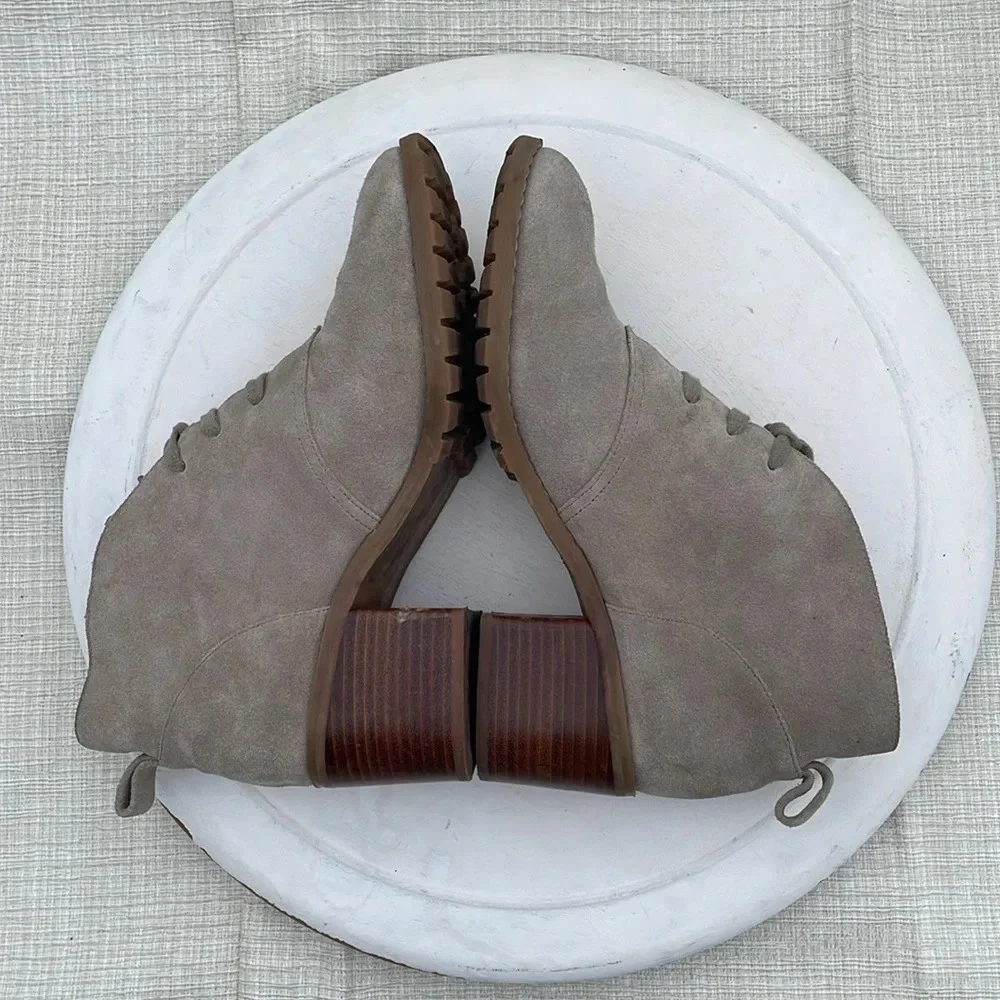 Susina Taupe Suede Lace Up Ankle Boots
